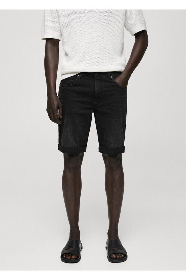 Siyah Denim Erkek Şort & Bermuda 77130579 - 9