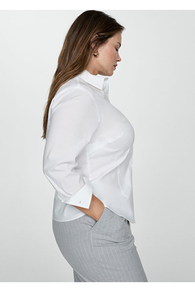 Beyaz Kadın Gömlek 77092004 - 7