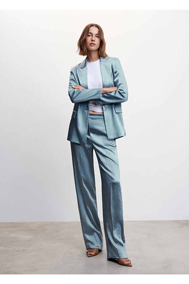 Beli Lastikli Saten Pantolon - 10