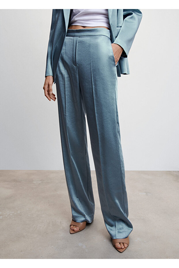 Beli Lastikli Saten Pantolon - 11