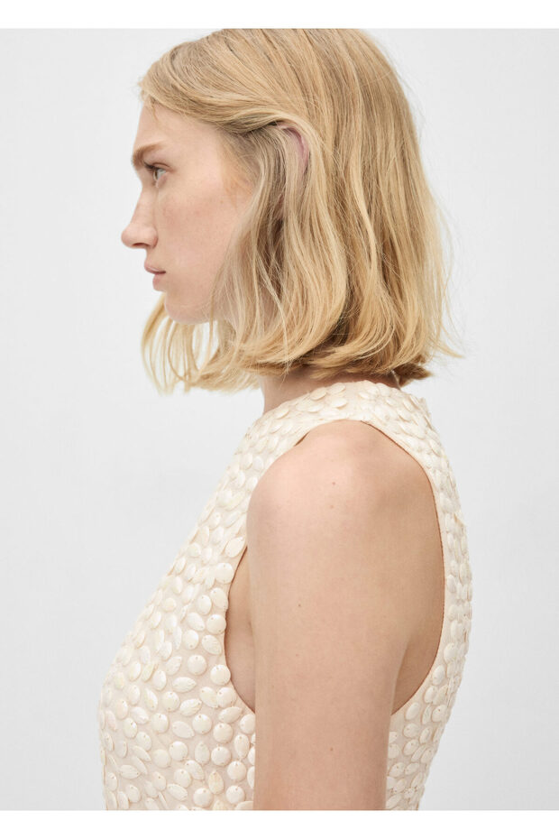 Boncuklu kısa elbise - 5