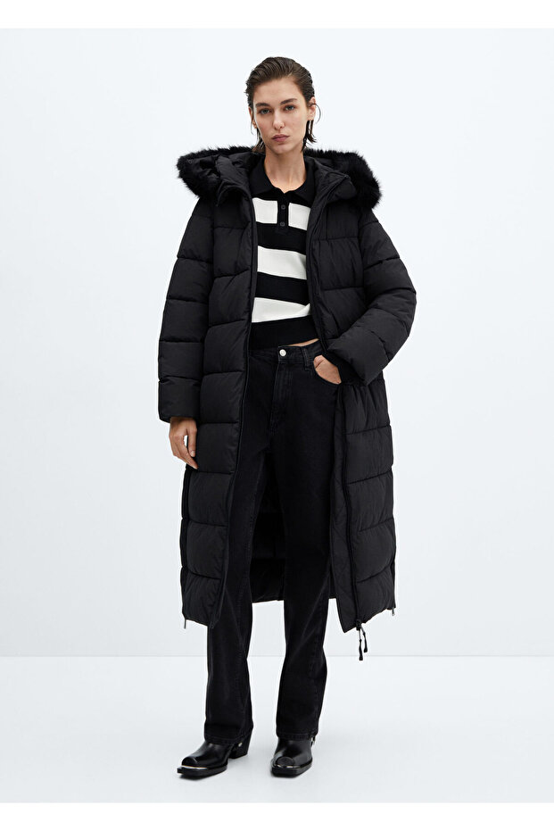 Steppanorak mit Kunstfellkapuze - 11