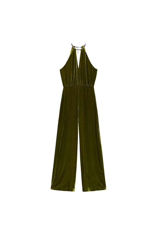 Halter yaka kadife tulum - 2