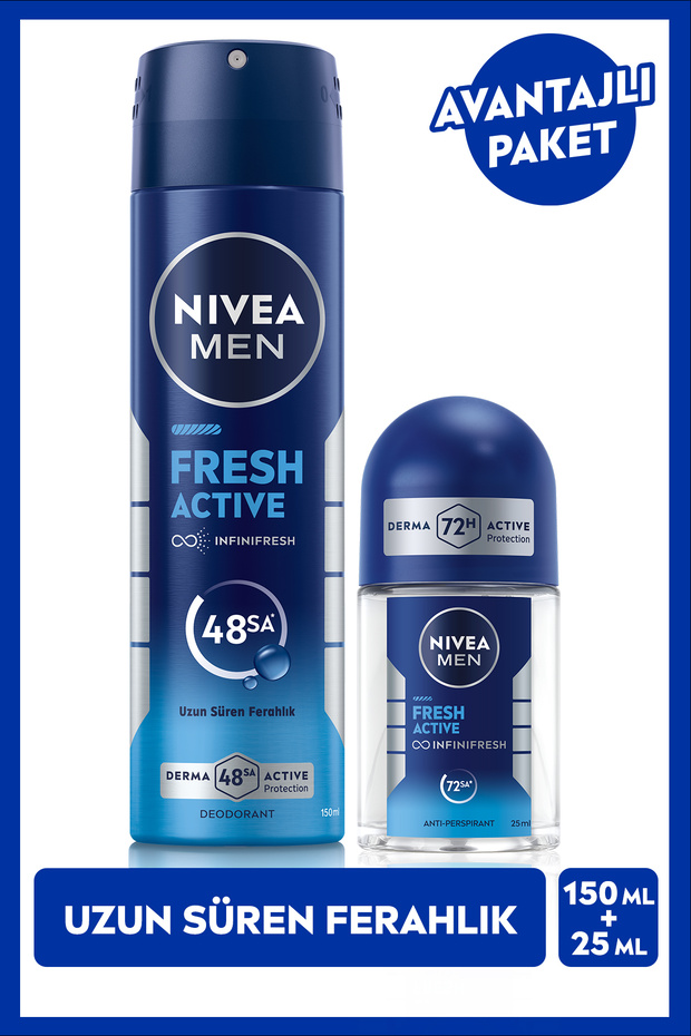 Men Fresh Active Deodorant 150 ml + Fresh Active Roll On 25 ml - 1