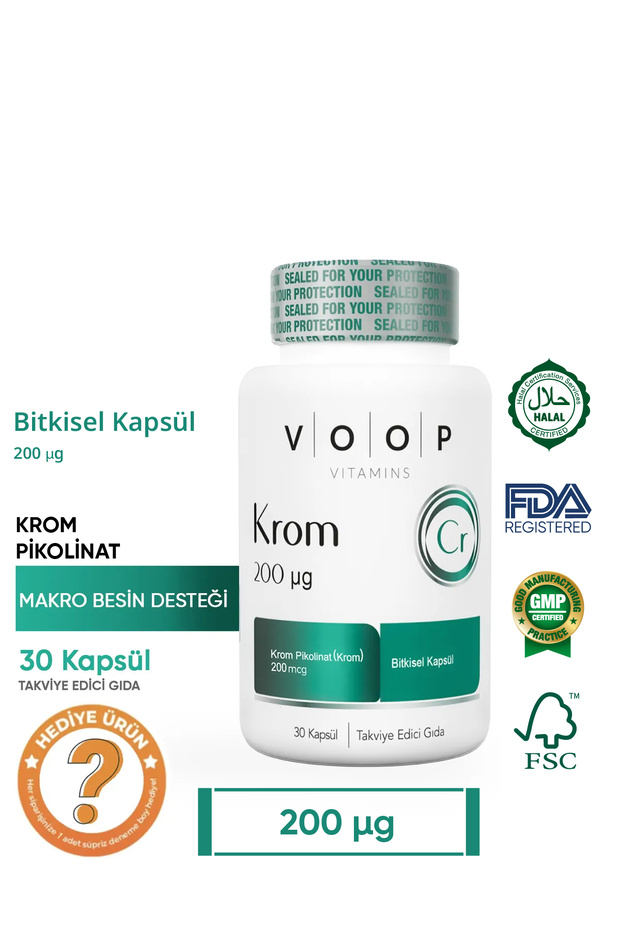 Krom Pikolinat 200 µg | 30 Bitkisel - Vegan Kapsül - 1