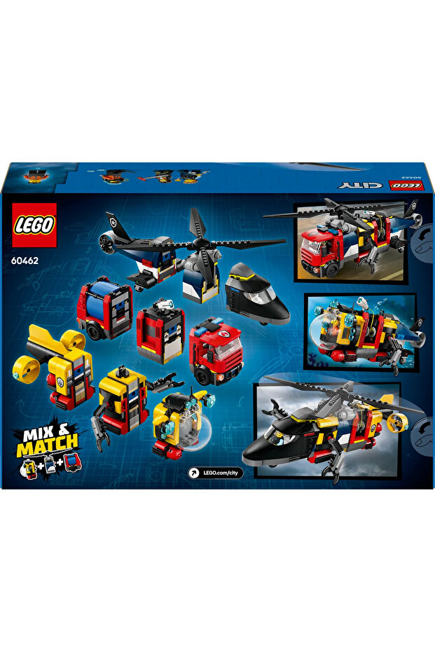 ® City Helikopter, İtfaiye Kamyonu ve Denizaltı Karışımı 60462- 7+ Oyuncak Yapım Seti (874P) - 5