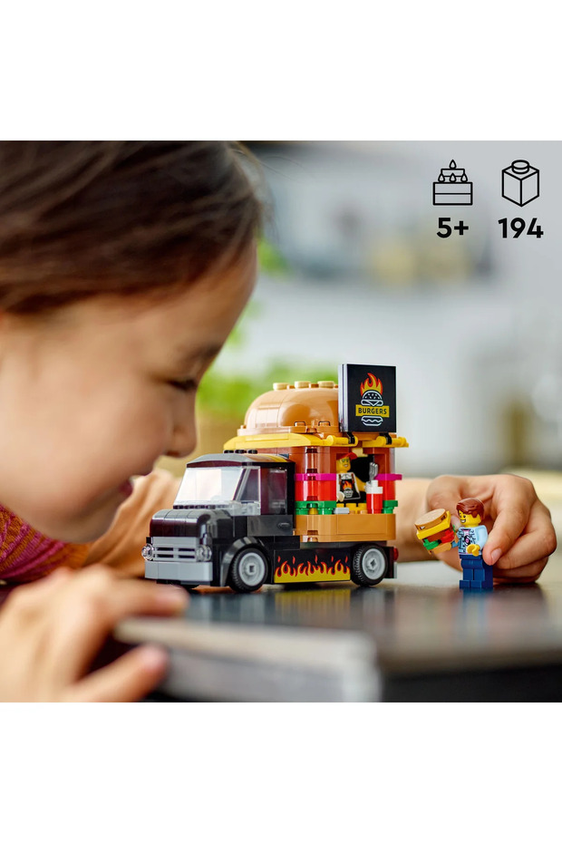® City Hamburger Kamyonu 60404 - 5+ için Yaratıcı Oyuncak Yapım Seti (194 P) - 6