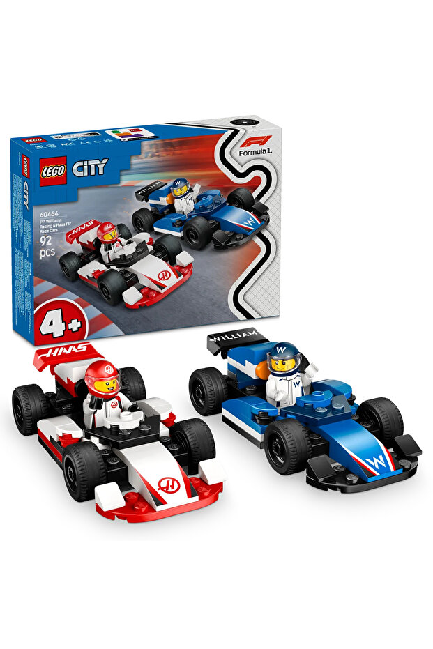 ® City F1® Williams Racing ve Haas F1® Yarış Arabaları 60464 - 4+ Oyuncak Yapım Seti (92Parça)