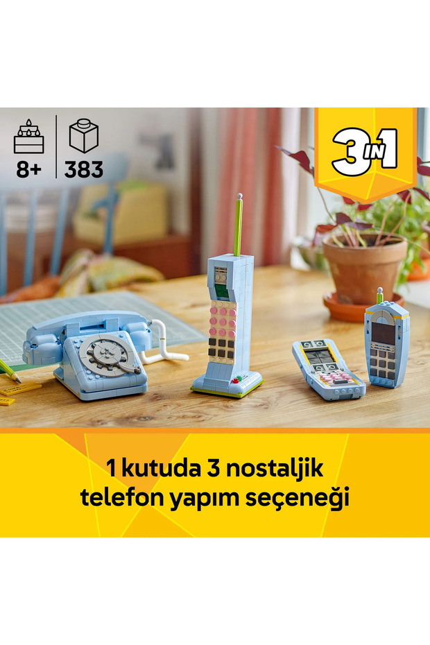 ® Creator 3'ü 1 Arada Retro Telefon 31174 - 8+ Çocuklar İçin Klasik Oyuncak Yapım Seti (383 pr) - 5