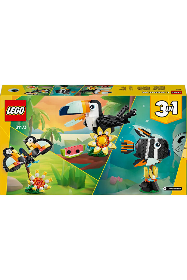 ® Creator 3'ü 1 Arada Vahşi Hayvanlar: Tropikal Tukan Kuşu 31173 - 7+ Oyuncak Yapım Seti (225P) - 5