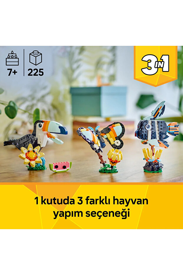 ® Creator 3'ü 1 Arada Vahşi Hayvanlar: Tropikal Tukan Kuşu 31173 - 7+ Oyuncak Yapım Seti (225P) - 6
