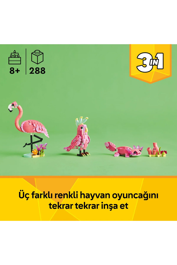 ® Creator 3’ü 1 Arada Vahşi Hayvanlar:Pembe Flamingo 31170 - 8+ Oyuncak Yapım Seti (288Pr) - 6