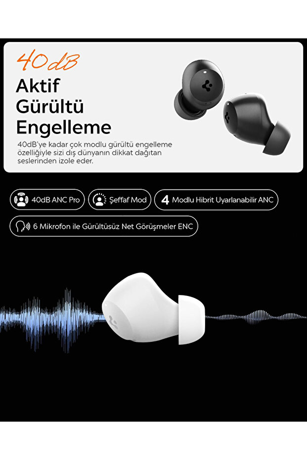 Audio TWS P10 Bluetooth Kablosuz Kulaklık ANC Pro Aktif Gürültü Engelleme 30 Saat Pil Siyah ASD07887 - 5