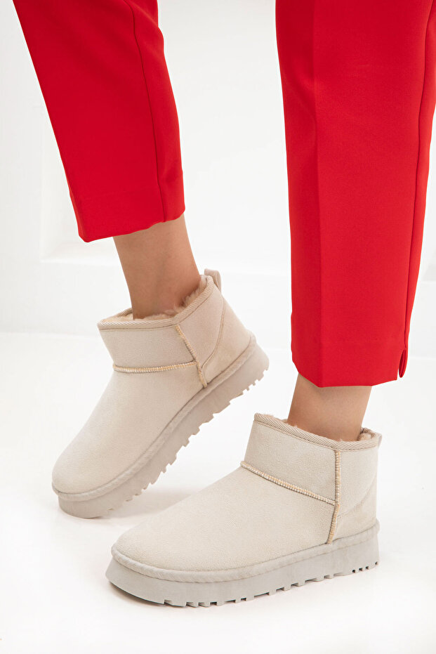 Bej Süet Kadın Bot & Bootie 21067 - 2