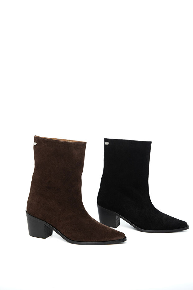 Kahve Süet Hakiki Deri Kadın Bot & Bootie 21058 - 4