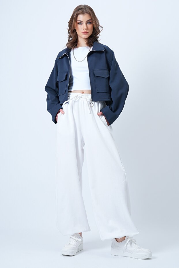 Beyaz Oversize Jogger Eşofman Altı ALC-X14610 - 2