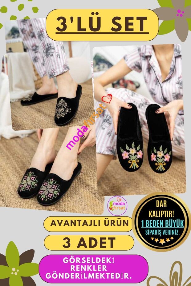3 Pack Women's Winter Slippers Daily House Slippers Guest Dowry Bundle Bride 3-Piece Slipper Set