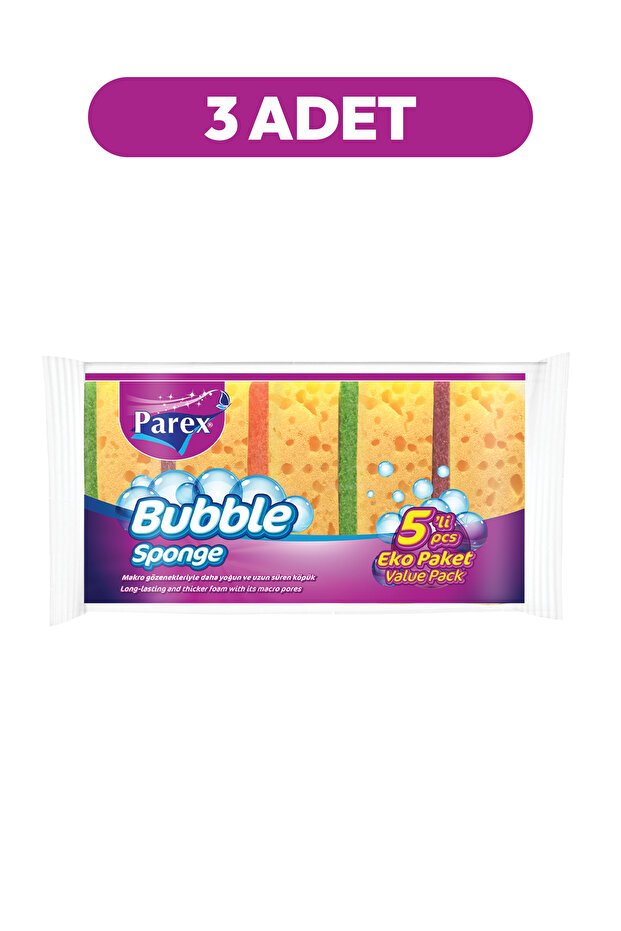 Bubble Sünger Düz 5'li Üçlü Set - 1