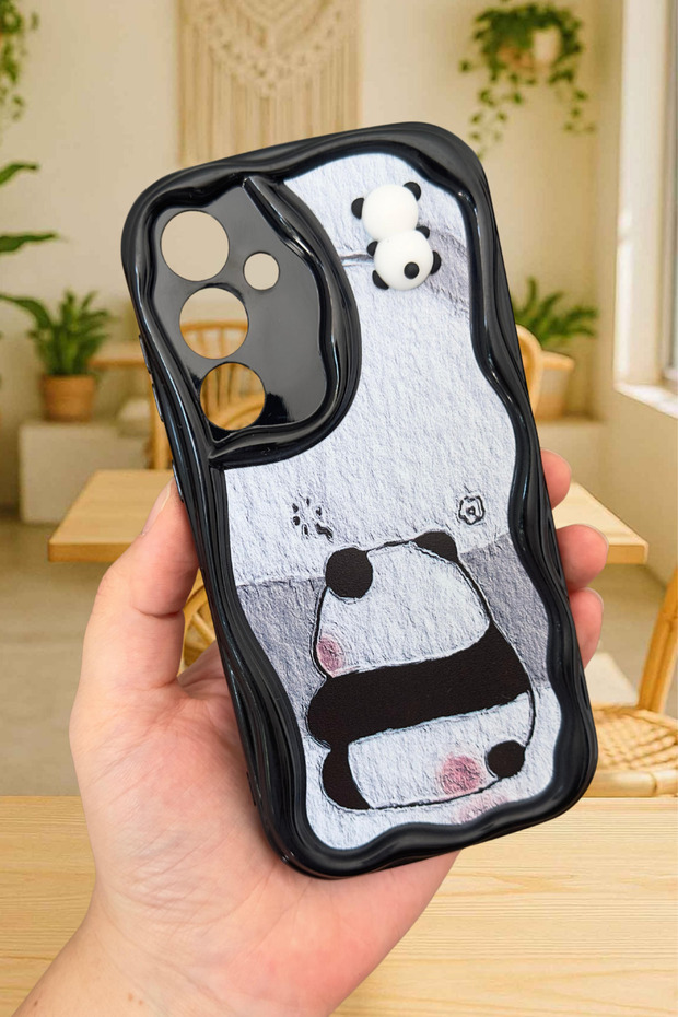 Samsung Galaxy A25 Cute Teddy Bear Panda Patterned 3D Cute Shiny Design Panda Case