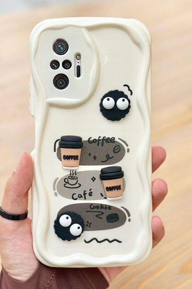 حافظة كوكي بتصميم لامع ثلاثي الأبعاد لهاتف Redmi Note 10 Pro بنمط بسكويت القهوة - 2