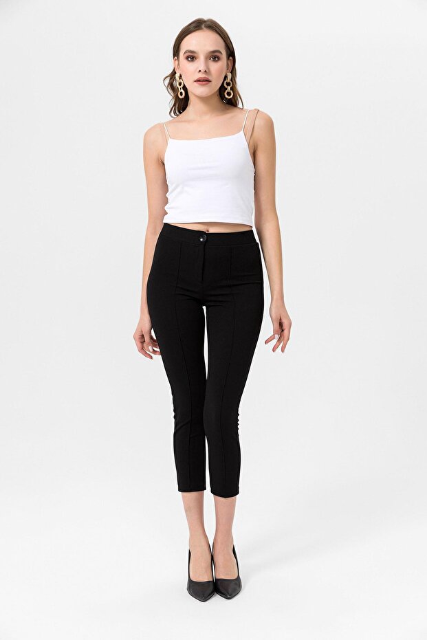 Women's Green Narrow Leg Fabric Trousers 260213 -