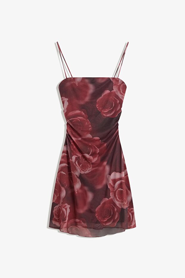 Desenli mini elbise - 2