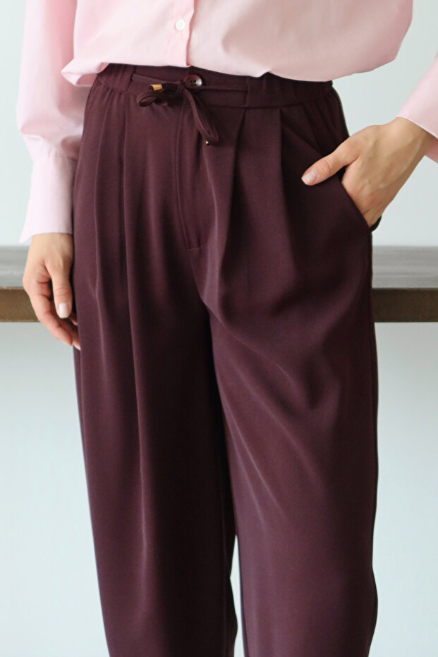 Mürdüm Şalvar/Harem Bağcıklı Pantolon TWOSS25PL00126 - 8