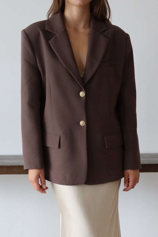 Kahverengi Normal/Regular Kalıp Dokuma Blazer Ceket TWOAW26BC00040 - 3