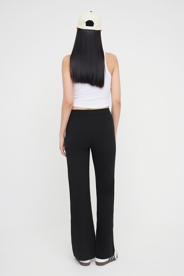 Teen Siyah Fitted Likralı Esnek Wide Leg/Geniş Paça Pantolon TWOAW26PL00009 - 5