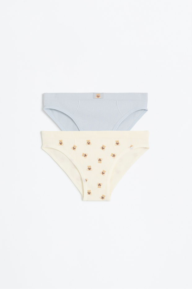 Dziecięce 2-pak bezszwowych majtek z prążkowanym materiałem - 1