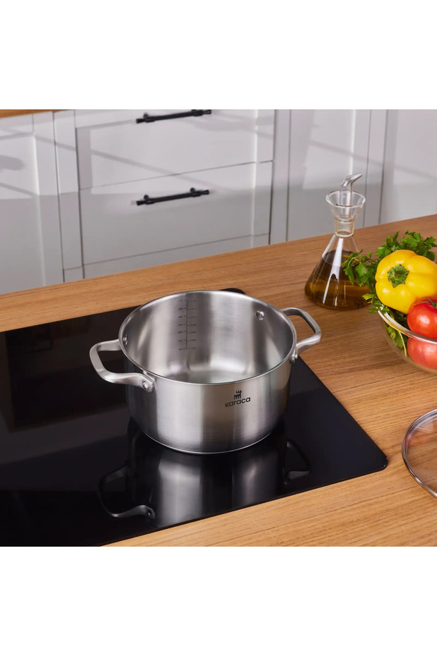 Elite rozsdamentes acél indukciós főzőedény fedővel, 22 cm, ezüst színű - 3