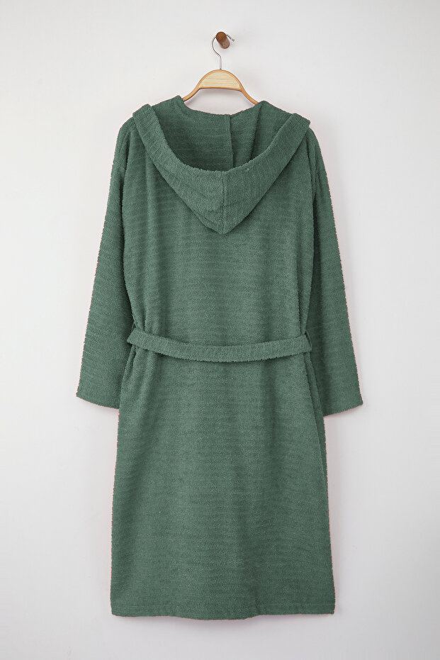 Yeşil Bağlama Detaylı Unisex Bornoz TPHSS25NZ00000 - 5