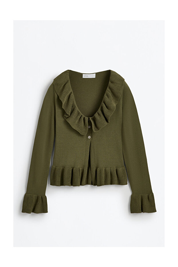 Kobieta Ruffle dzianinowa kurtka - 6