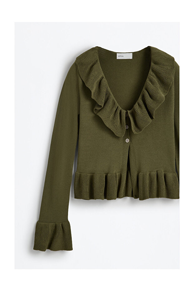 Kobieta Ruffle dzianinowa kurtka - 7