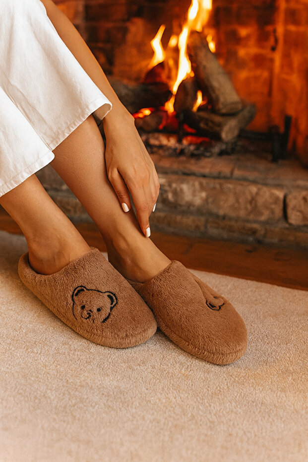 Dámské hnědé chlupaté domácí pantofle Teddy Bear BYNDAY01 - 2