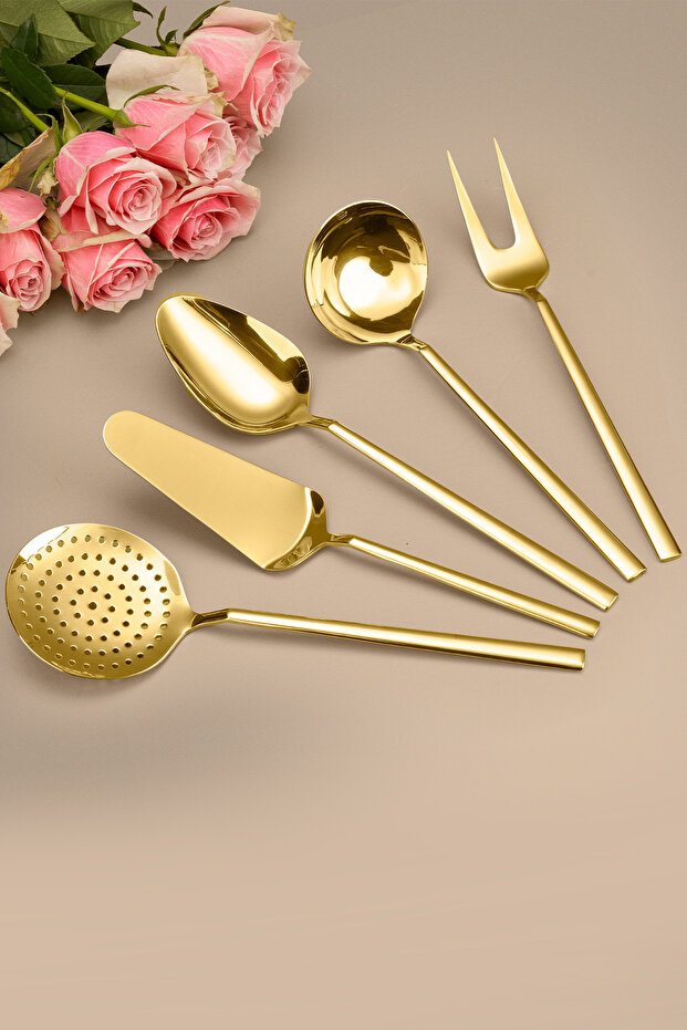 Milano 5 Piece Service Set Titanium Gold