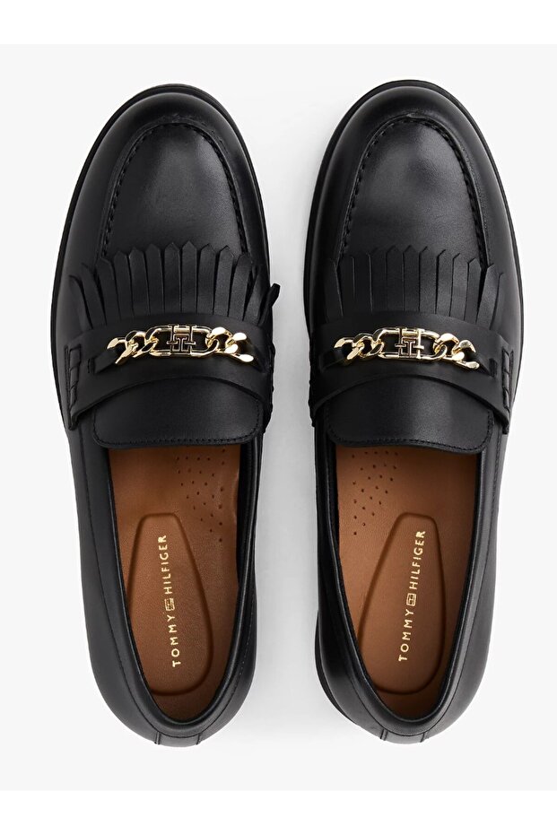 SKÓRZANE LOAFERY Z FRĘDZLAMI I ŁAŃCZYKIEM - 3