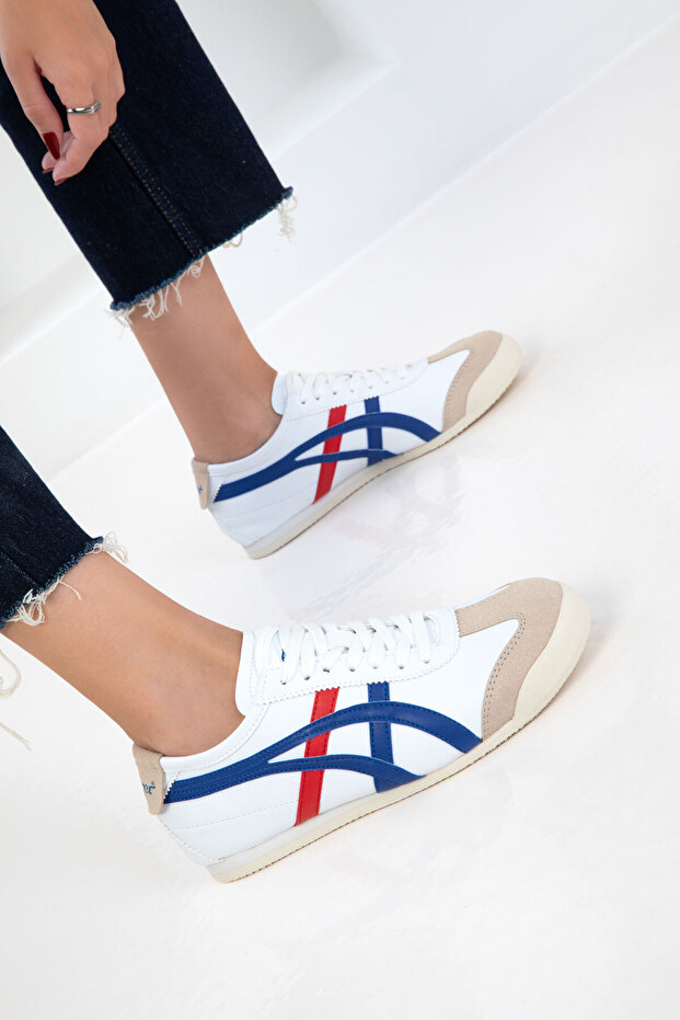 Biało-niebiesko-czerwone unisexowe trampki 20893 - 4