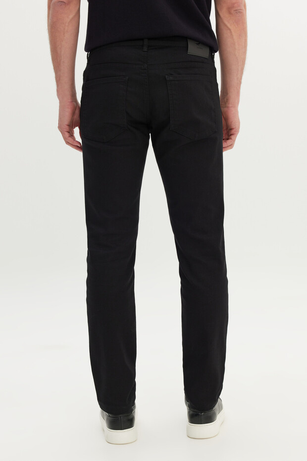 Erkek Siyah 360 Derece Her Yöne Esneyen Slim Fit Dar Kesim Diyagonal Desenli Esnek Pantolon - 9