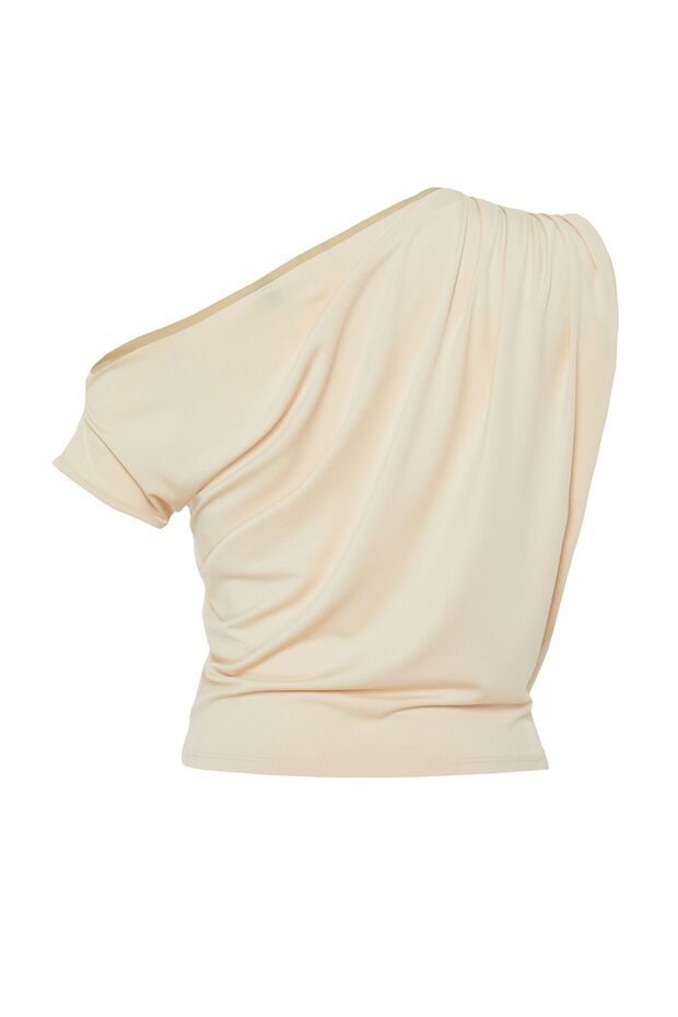 Taş Regular/Normal Kalıp Asimetrik Yaka Sıfır Kol Esnek Örme Bluz TWOSS24BZ00396 - 7