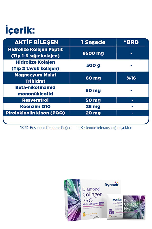Multi Collagen&NMN 30 Saşe - Hidrolize Peptit Tip 1&3 Sığır, 2 Tavuk Kolajeni, NMN (NAD+ Öncüsü) - 5