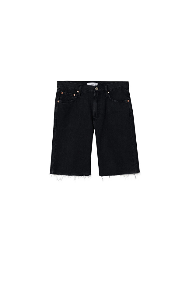 Paçaları Dikişsiz Kot Bermuda Şort - 2