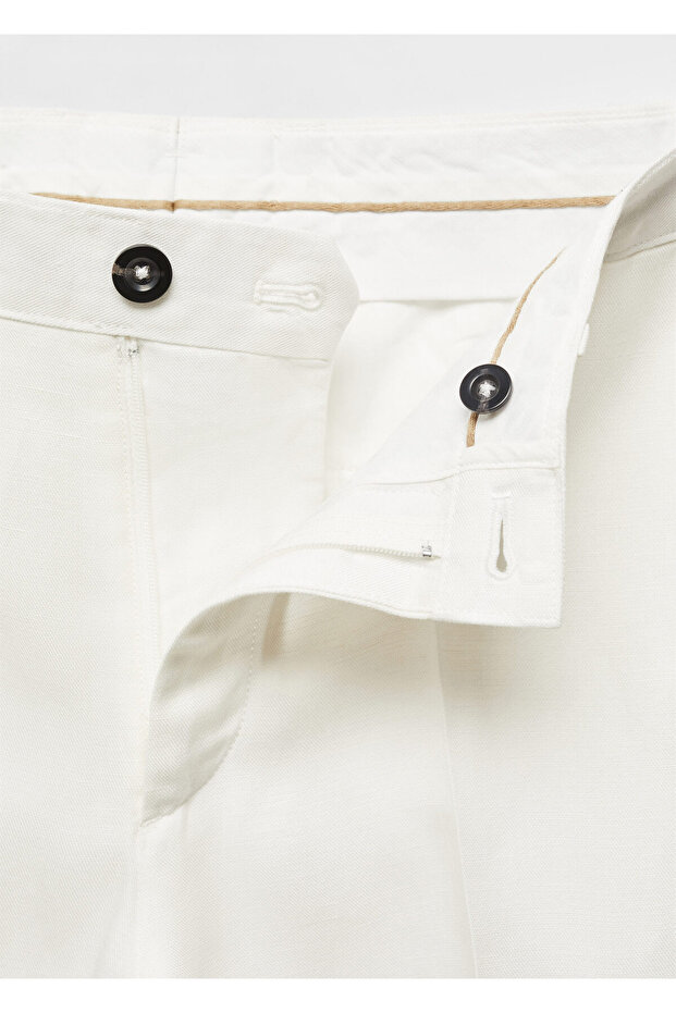 Keten Karışımlı Kargo Pantolon - 6