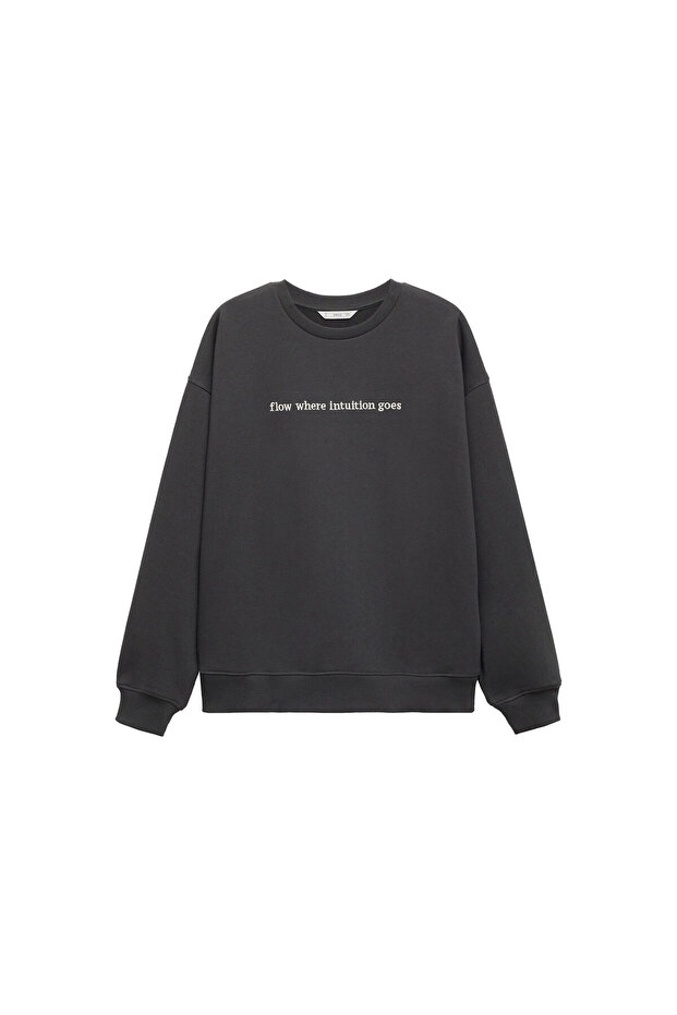 Anthrazitfarbenes Mädchen-Sweatshirt 77042935 - 2