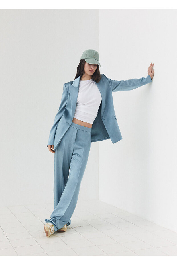 Beli Lastikli Saten Pantolon - 6