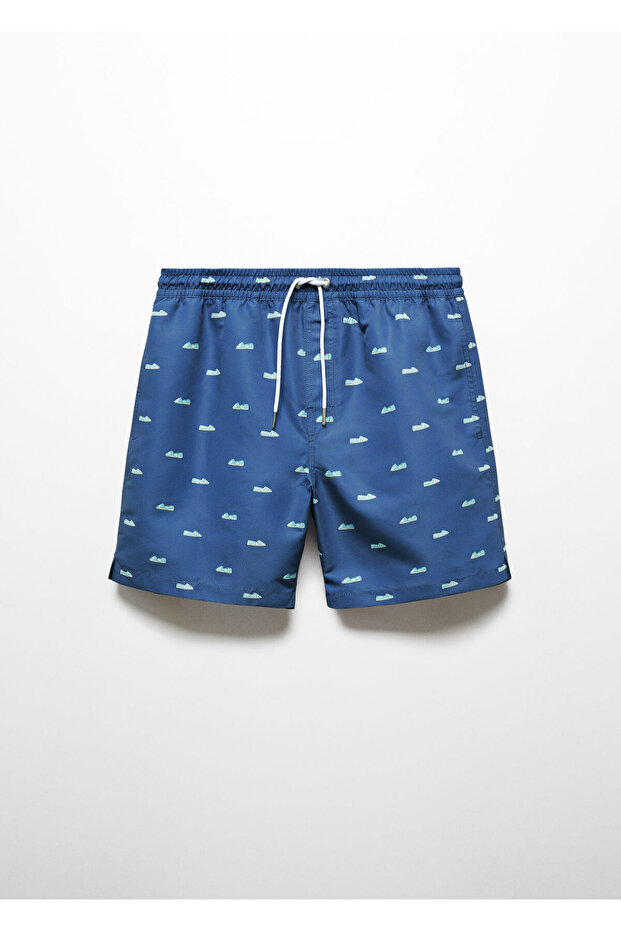 Espadrille Print Drawstring Swimsuit - 1