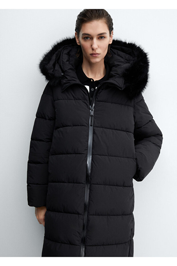 Steppanorak mit Kunstfellkapuze - 7