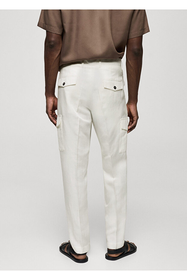 Keten Karışımlı Kargo Pantolon - 7