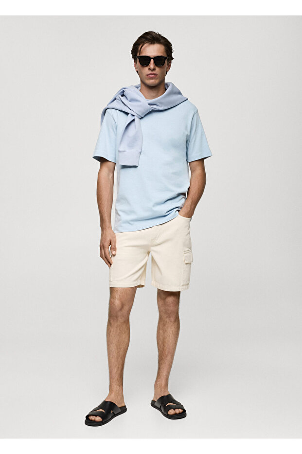 %100 pamuklu rahat kesim basic tişört - 7