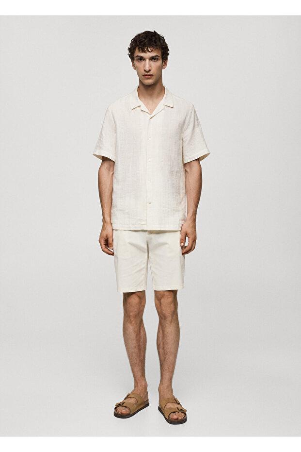 Kırık Beyaz Erkek Şort & Bermuda 77240564 - 9